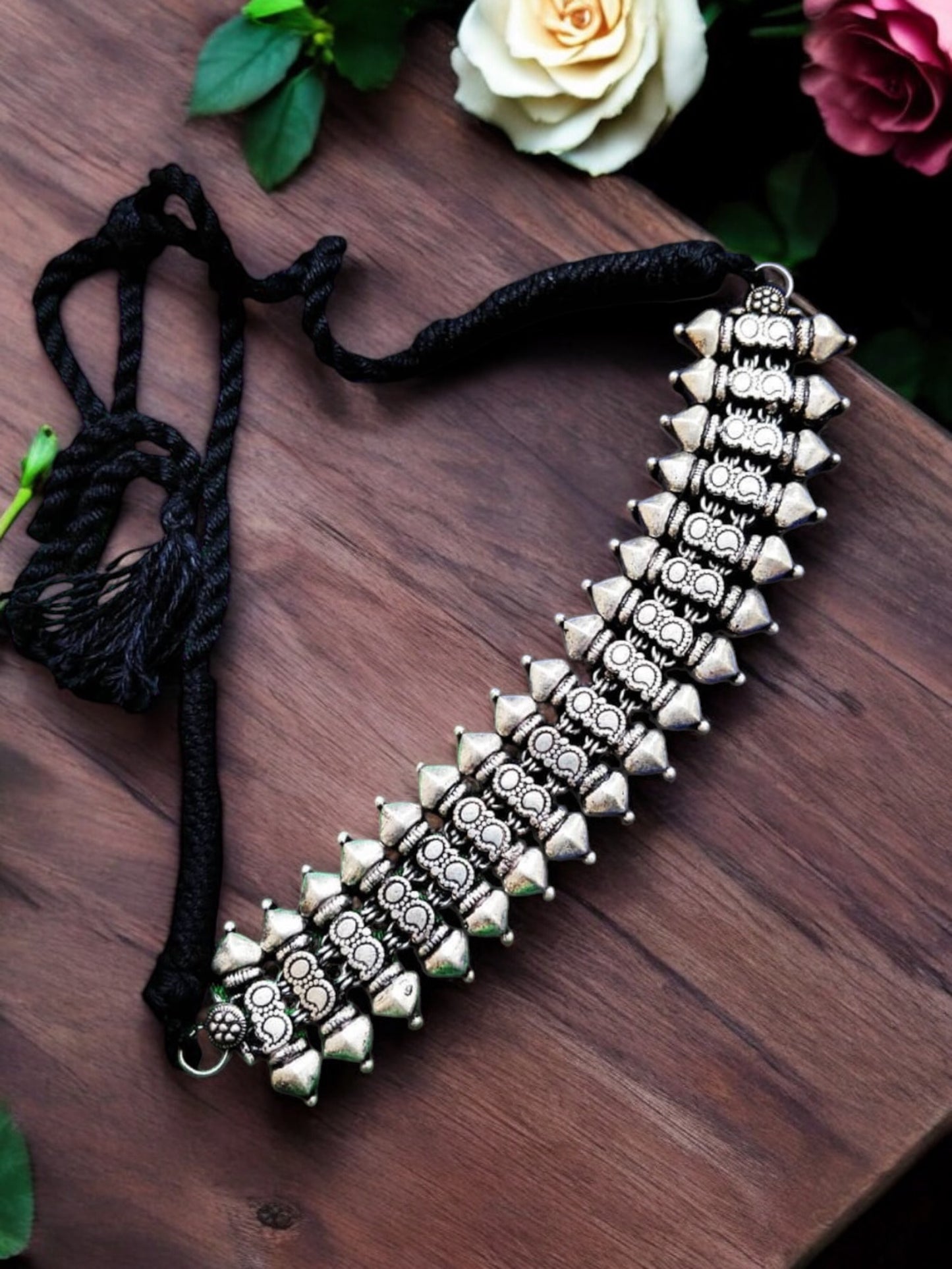 Anvita Silver Statement Festive Choker