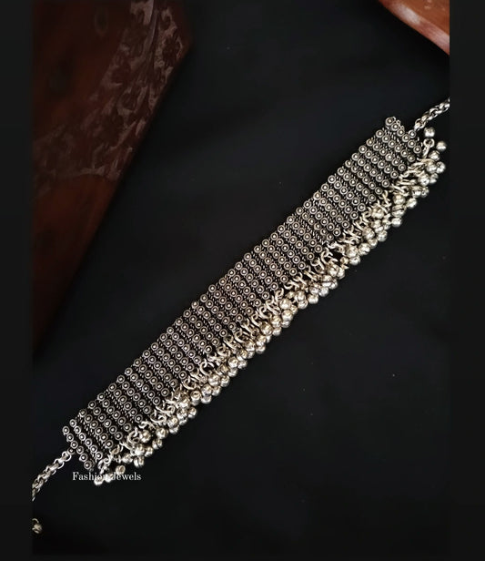 Celebs Inspired Silver Broad Ghunghroo Choker - Fashion Jewels