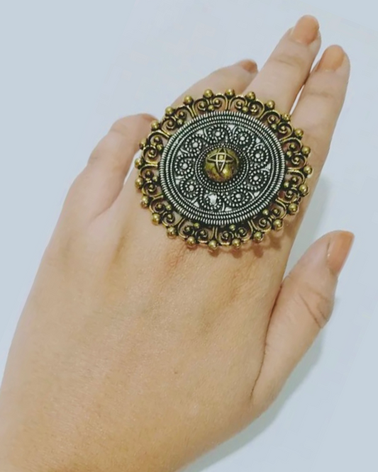 Dualtone Statement Intricate design Ring - Fashion Jewels