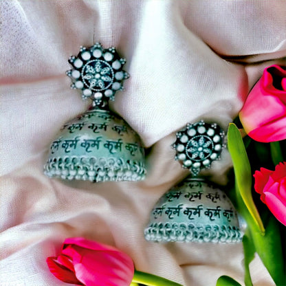 कर्म Silver Oxidised Jhumka