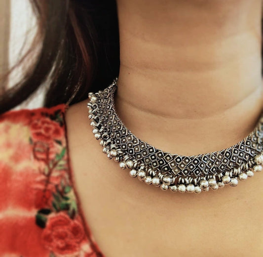 German Silver ghunghroo celebs inspired Choker - Fashion Jewels