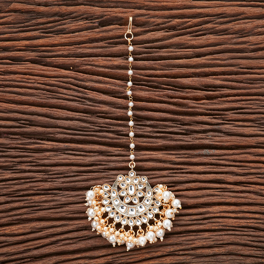 Golden kundan Chand pearl Mangtika - Fashion Jewels