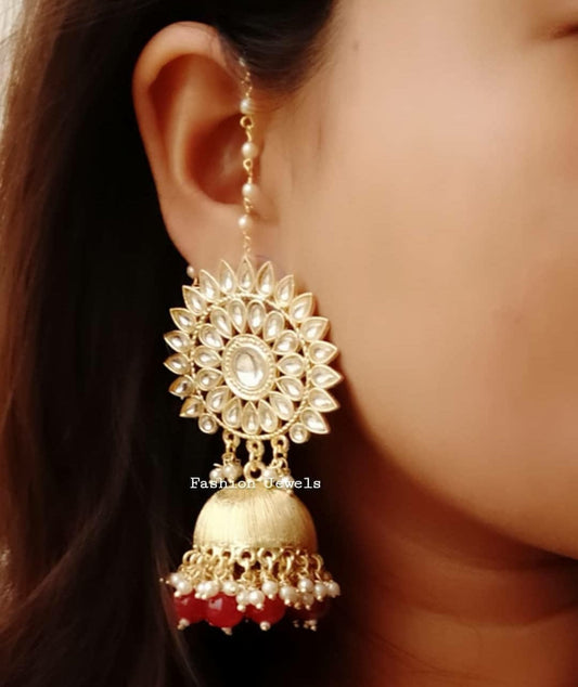 Golden kundan matte pearl jhumka with Sahara - Fashion Jewels