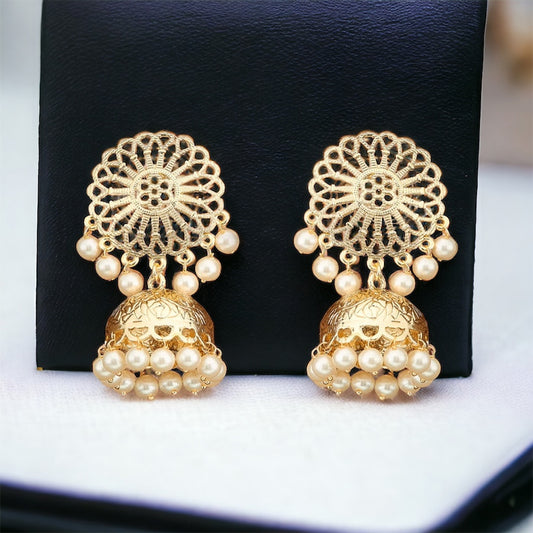 Golden matte Pearl jhumka - Fashion Jewels