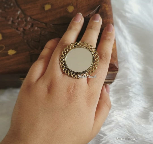 Golden mirror finger Ring - Fashion Jewels