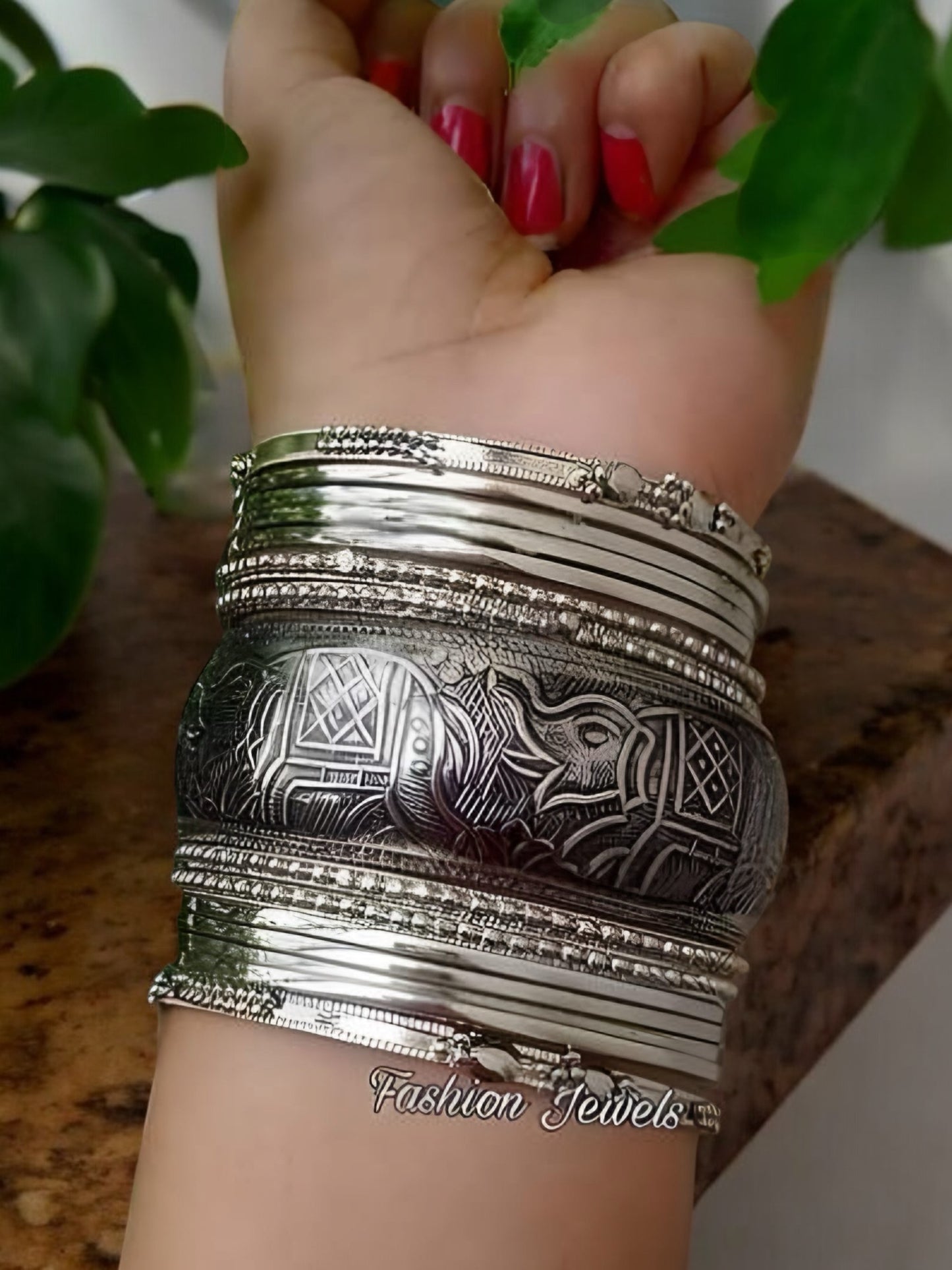 Silver Elephant designed Bangles set