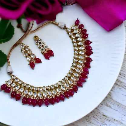 Kiara High Quality Real kundan Necklace set with meenakari work - Fashion Jewels