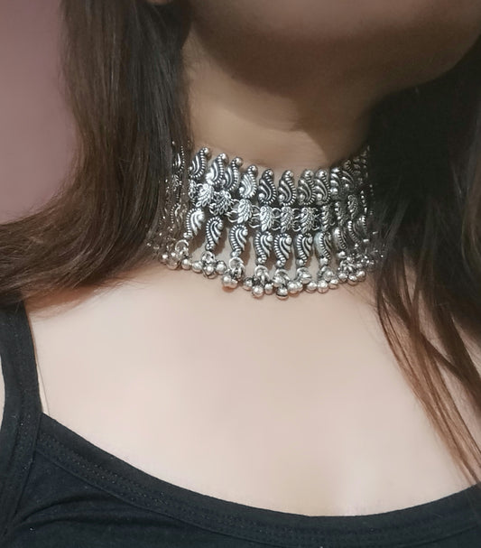 Mishty Silver Kolhapuri Ghunghroo Choker - Fashion Jewels