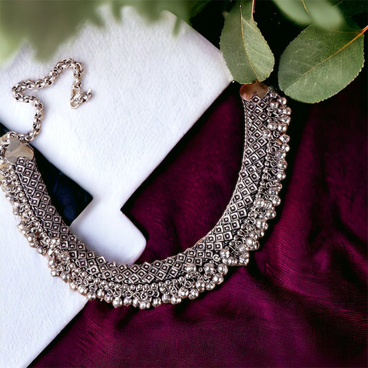 Nisha German Silver Ghunghroo Choker - Fashion Jewels