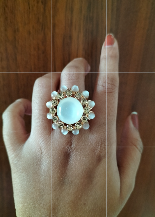 Pearl statement adjustable ring - Fashion Jewels