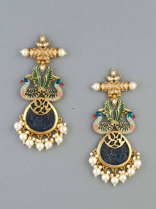 Premium kundan Peacock pearl Lightweight Chandbali - Fashion Jewels