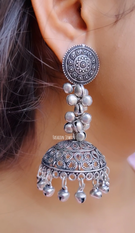 Ranjita Silver Ghunghroo Jhumka - Fashion Jewels