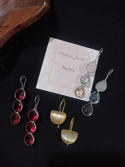 Set of 3 Combo natural stone Hooks - Fashion Jewels