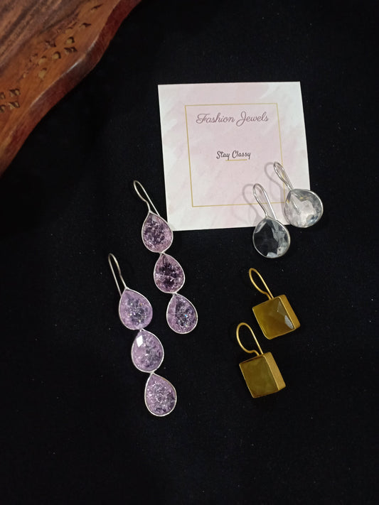 Set of 3 Natural stone hooks Combo - Fashion Jewels