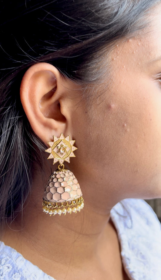 Shami peach high quality bell Jhumka - Fashion Jewels