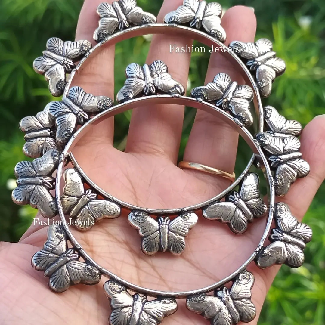 Silver Butterfly Kada Bangles - Fashion Jewels