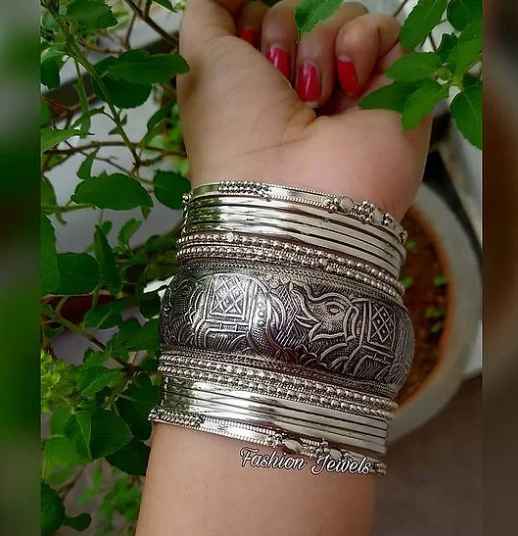 Silver Elephant designed Bangles set - Fashion Jewels