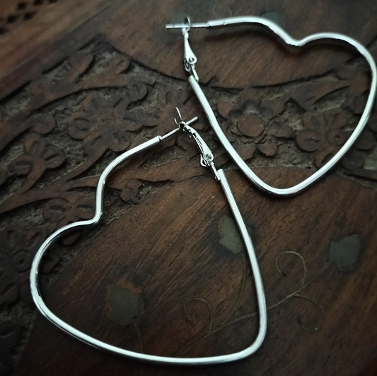 Silver Heart Shaped Western Earrings - Fashion Jewels