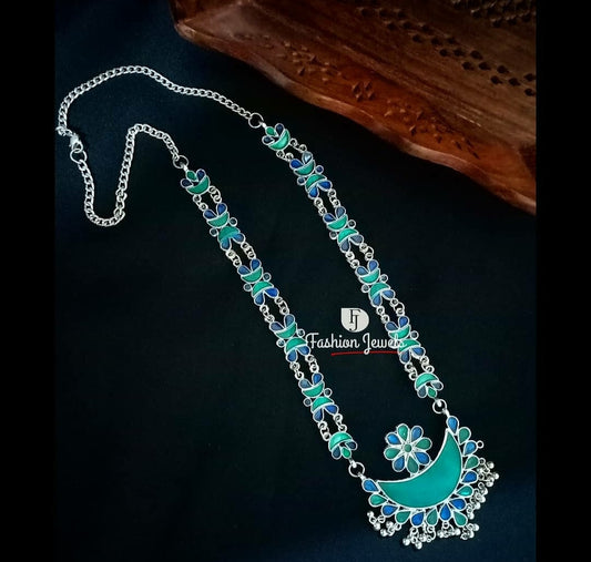 Silver Multicolored Enamel Necklace - Fashion Jewels