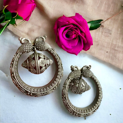 Silver Peacock Intricate Chandbali - Fashion Jewels