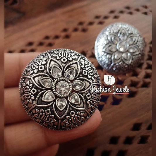 Silver Zircon flower designed intricate stud - Fashion Jewels