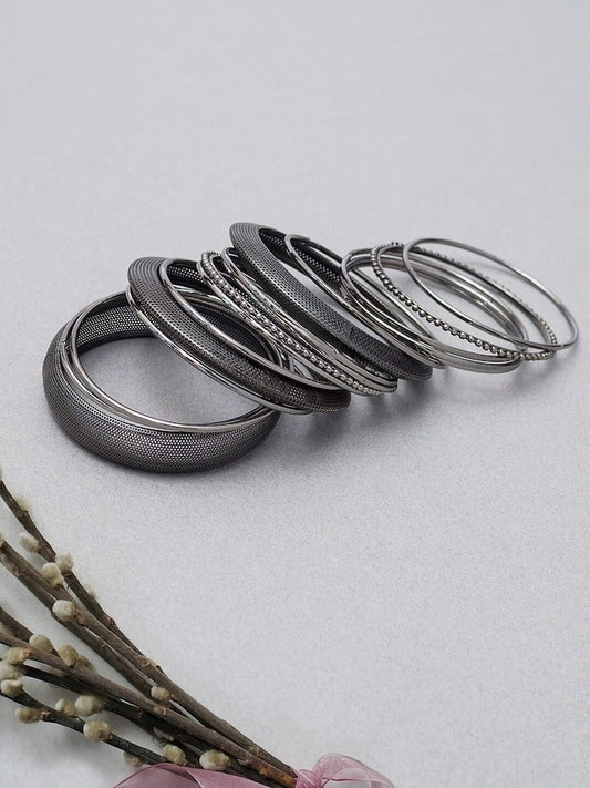 Silver black plating Bangles set - Fashion Jewels