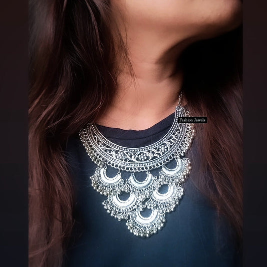 Silver ghunghroo Boho Necklace - Fashion Jewels