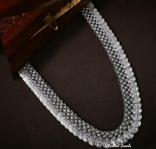 Silver long lakshmi coin Necklace - Fashion Jewels