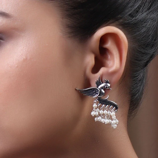 Silverlook alike Bird Pearl Earrings - Fashion Jewels