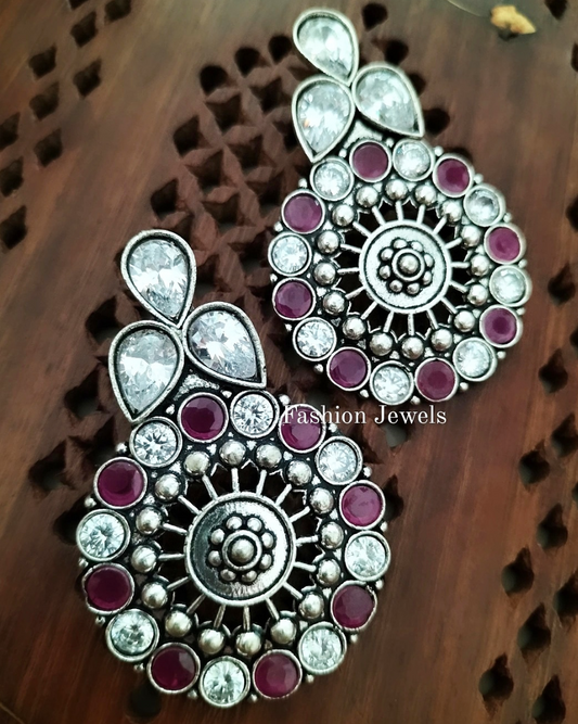 Silverlook alike Ruby Zircon Earrings - Fashion Jewels