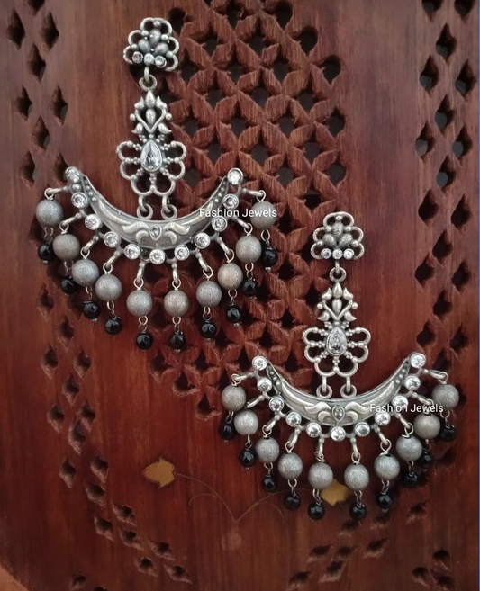 Silverlook alike Zircon Brass Chandbali - Fashion Jewels