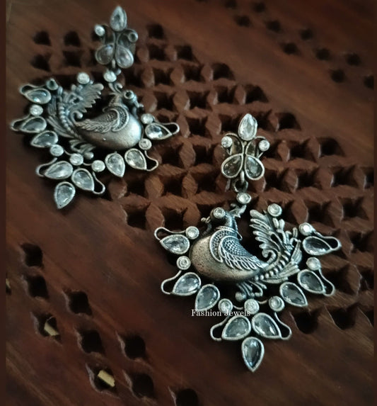 Silverlook alike Zircon stone Peacock Earrings - Fashion Jewels