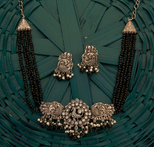 Silverlook alike peacock Zircon Choker set - Fashion Jewels