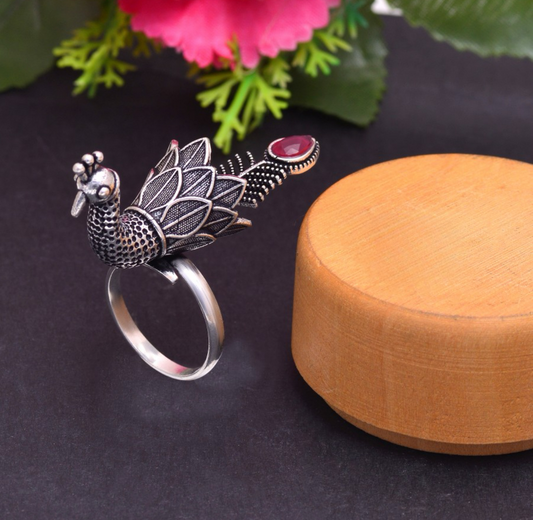 Silverlook alike peacock ruby stone Finger Ring - Fashion Jewels