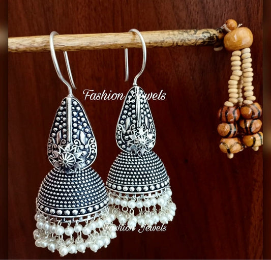 Silverlook alike pearl hook earring - Fashion Jewels