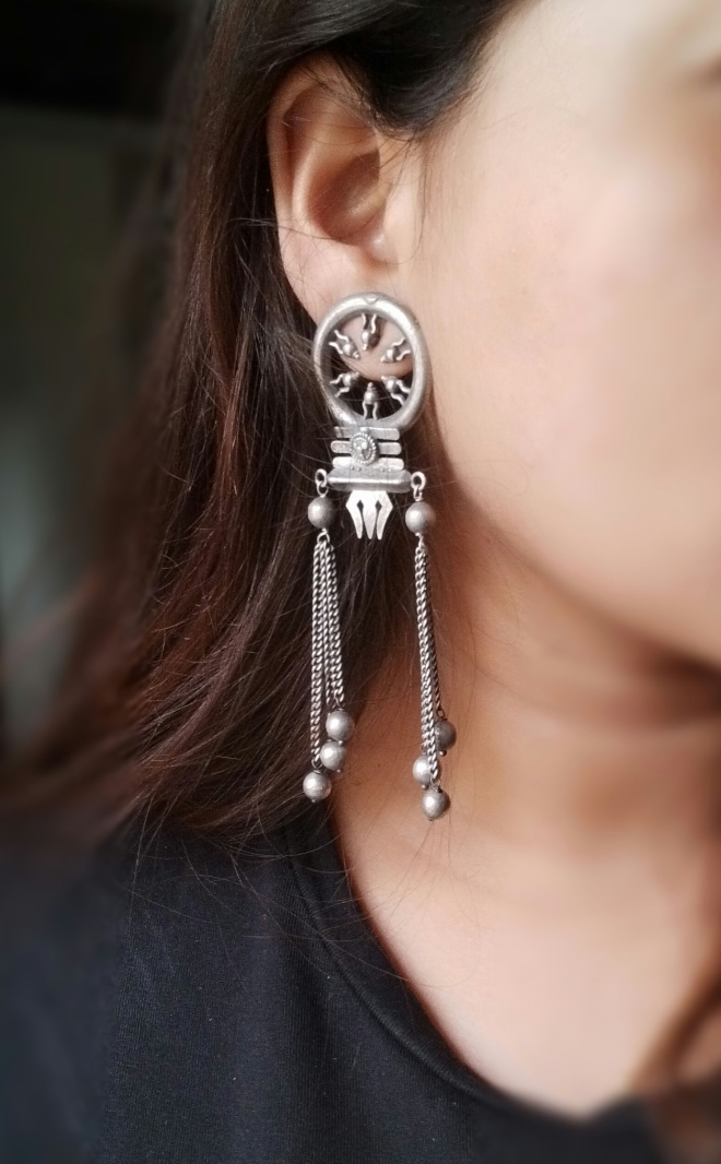 Silverlook alike trishul lightweight hangings - Fashion Jewels
