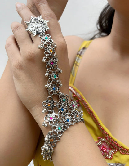 Silver multicolored Hand Harness - Fashion Jewels