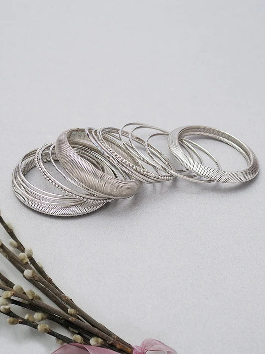 Silver oxidised Bangles set - Fashion Jewels