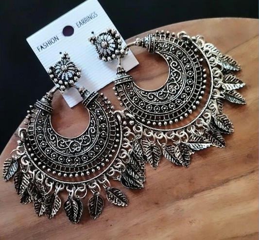Silver oxidised Chandbali - Fashion Jewels