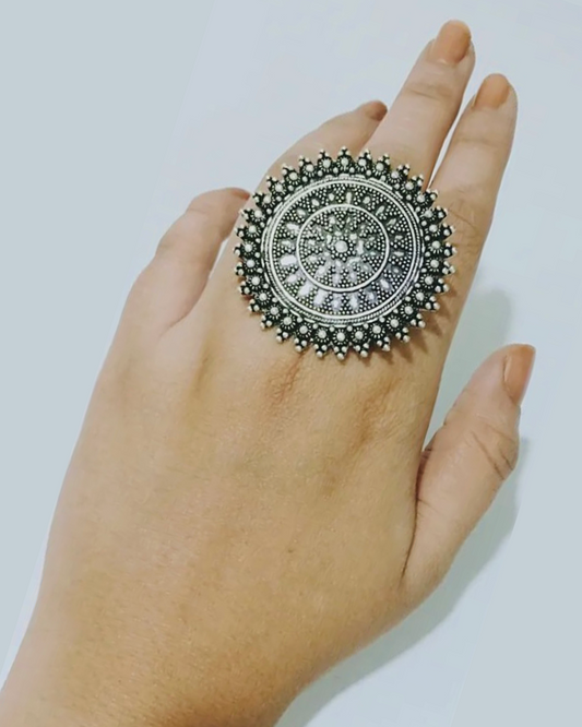 Silver oxidised statement ring - Fashion Jewels