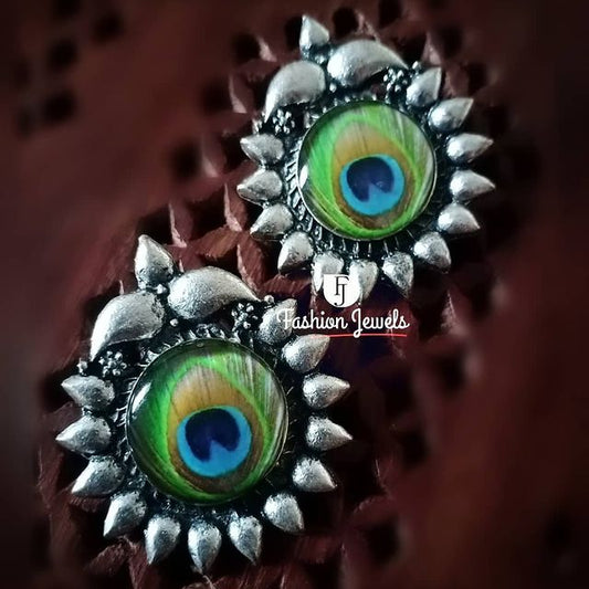 Silver peacock studs - Fashion Jewels