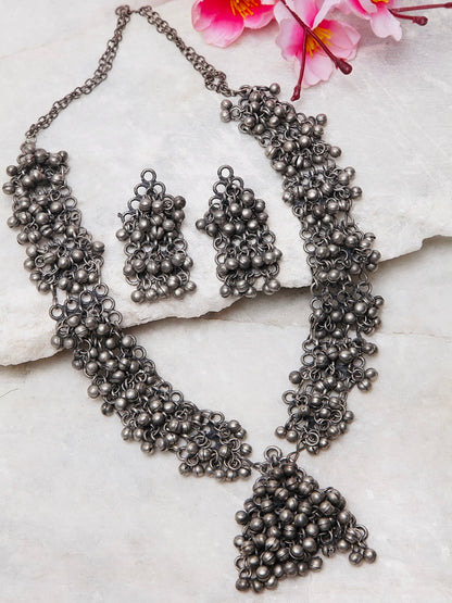 Tina Datta inspired Silver Ghunghroo Necklace set - Fashion Jewels