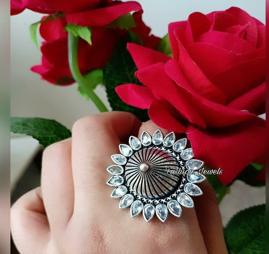 Zircon flower statement Finger Ring - Fashion Jewels