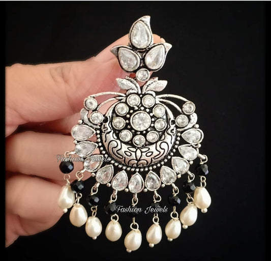 Zircon pearl Lightweight Chandbali - Fashion Jewels